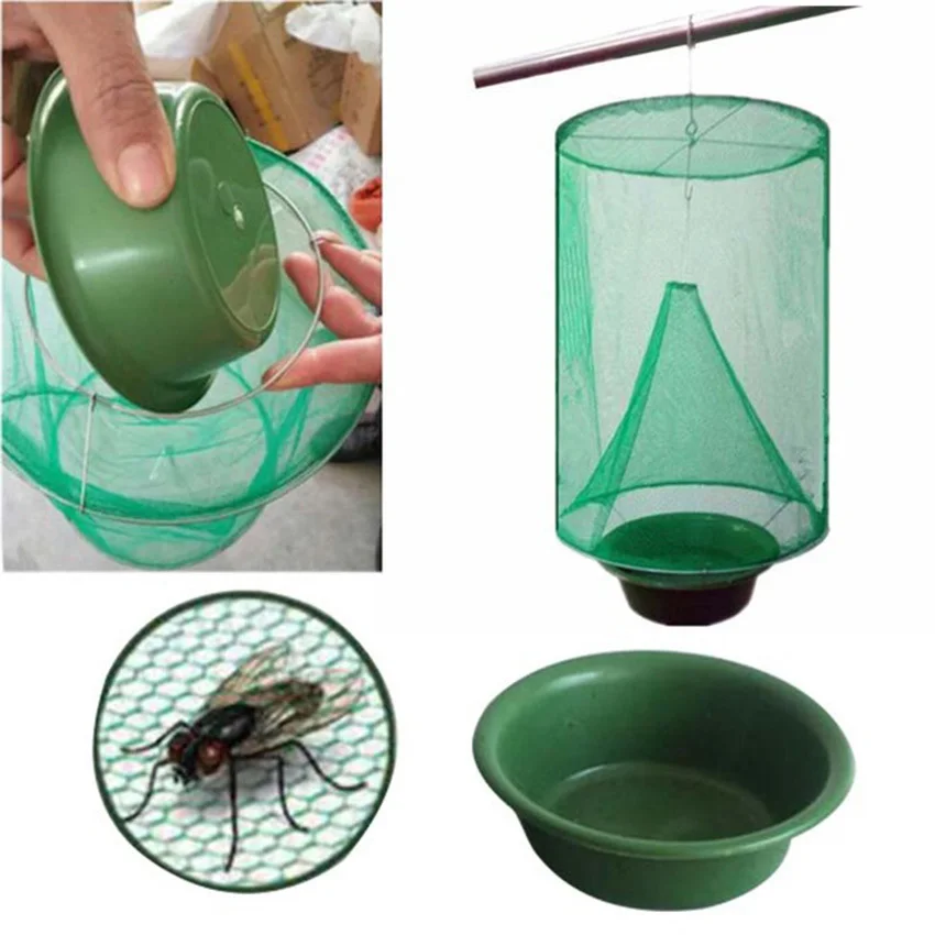 

OGFFHH Health 1PCS Pest Control Reusable Hanging Fly Catcher Killer Flies Flytrap Zapper Cage Net Trap Garden Home Yard Supplies