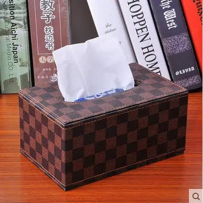 Rectange деревянная кожаная коробка для салфеток держатель туалетной бумаги