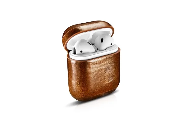 Роскошный чехол из натуральной кожи для Apple Airpods, противоударный чехол для наушников, аксессуары, защитный чехол для AirPods - Цвет: Хаки