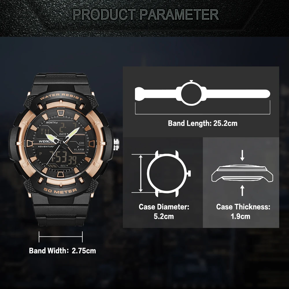 WEIDE Водонепроницаемые Часы Высокого Качества Наручные Мужские Спортивные