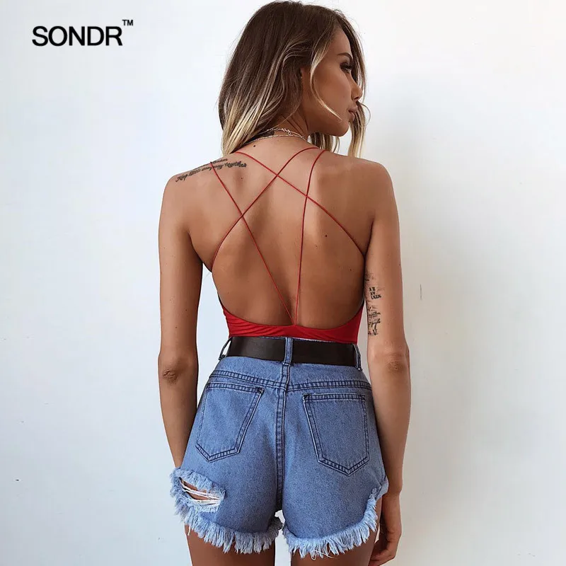 SONDR 2019 женские комбинезоны с открытой спиной и перекрестными ремешками