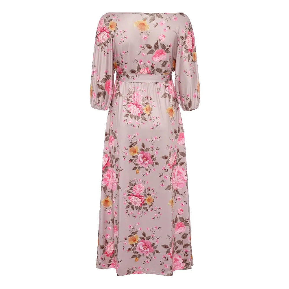 Bohemian Women Plus Size Long Dress 2018 Off shoulder Beach summer Straight Floral Print Boho Travel Girls Large Sizes Dresses | Женская