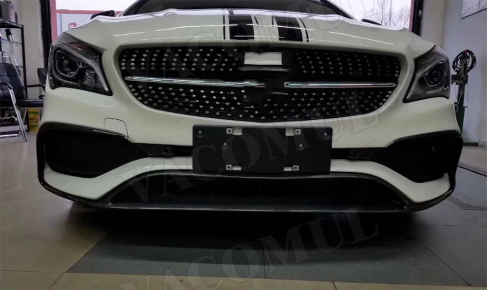 Для W117 CLA класс карбоновое волокно передний спойлер для губ щитки Canards для Benz cl45 AMG- накладки на бампер автомобиля