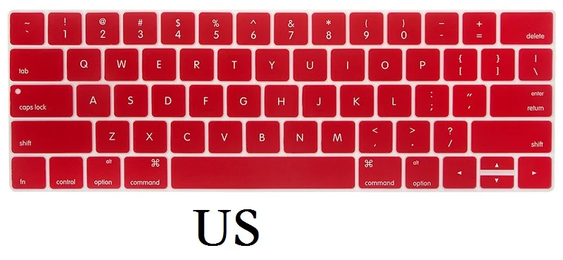 US Red ЕС США для Macbook Pro 13 15 крышка клавиатуры силиконовый A1706 A1989 A1707 A1990 Английский для Macbook Pro 13 15 клавиатура пленка - Цвет: US Red