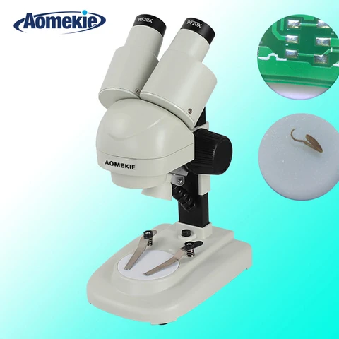 Бинокулярный стереомикроскоп AOMEKIE 40X, светодиодный ОКУЛЯР 45 градусов с подсветкой, инструмент для пайки печатных плат, слайды для просмотра образцов минералов