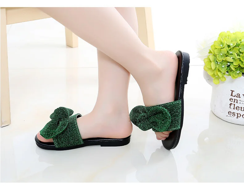 VFOCHI Girl Summer Slippers Bowknot Flats Fashion Shoes for Kids Teenager Girl Casual Slip-on Shoes Children Girl Slipper
