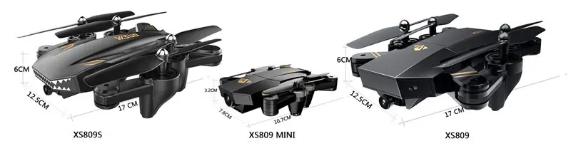 VISUO XS809 Мини Wi-Fi FPV складной Дрон с 2-мегапиксельной широкоугольной HD камерой удержание высоты RC Квадрокоптер с светодиодный подсветкой VS XS809HW