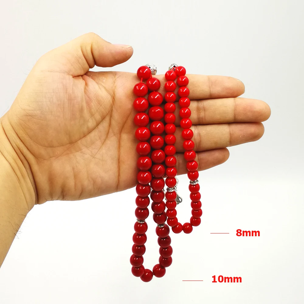 Женские красные четки для молитвы tasbih из Красного камня ювелирные украшения
