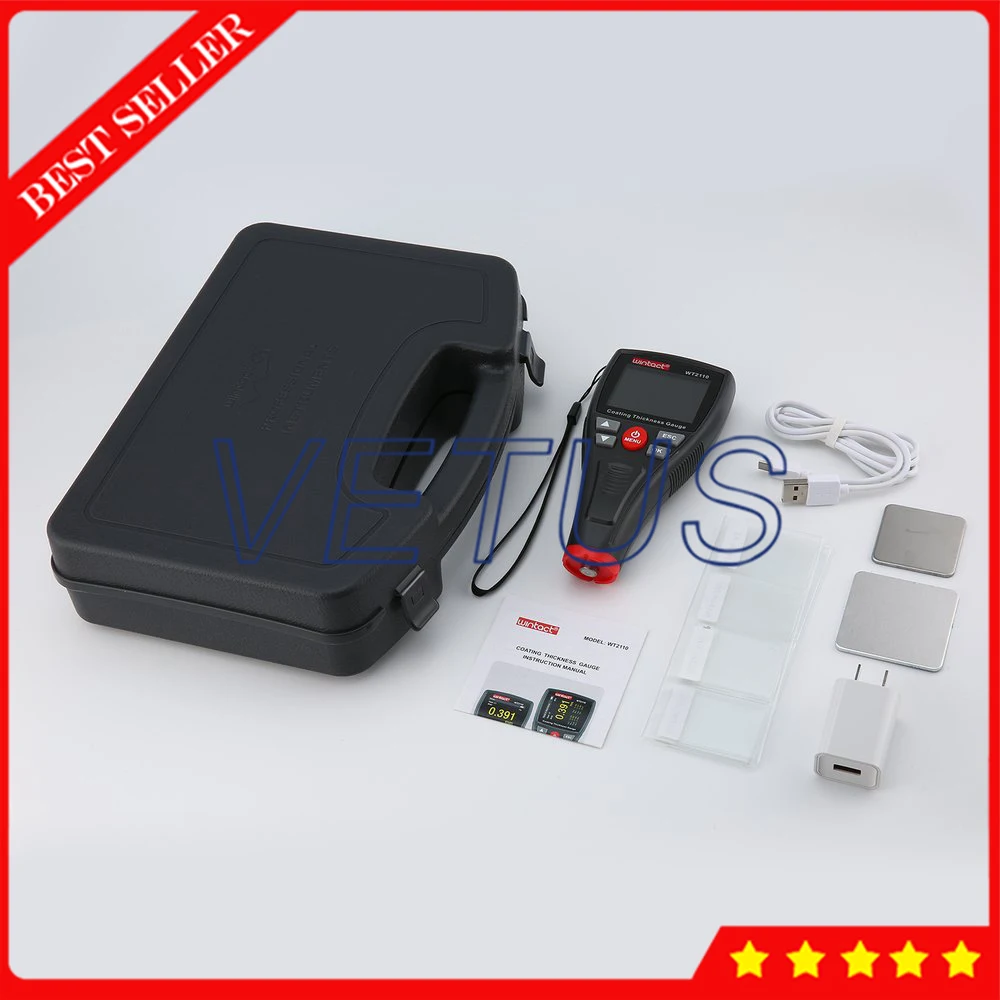 

WT2110 Automotive Car Paint Thickness Gauge Tester Fe/NFe Paint Varnish Film Coating Meter Color LCD Display USB port