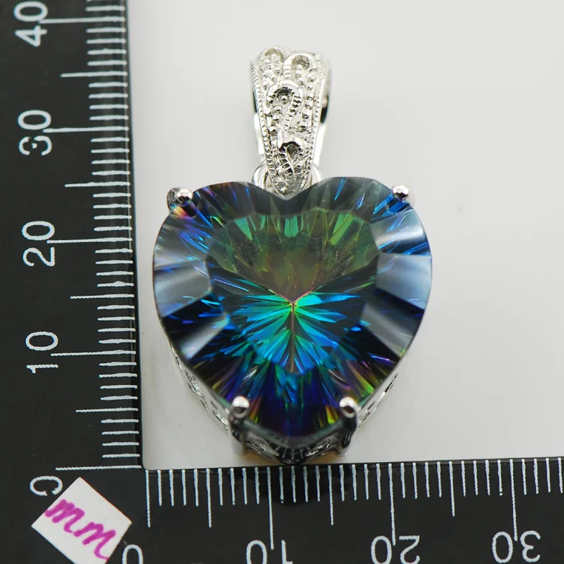 Huge Concave Cut Rainbow Crystal Zircon 925 Sterling Silver Pendant TE567 | Украшения и аксессуары