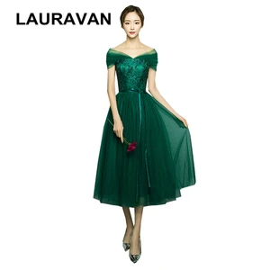 bridesmaid teen girl tea length dress for party new modern dark green colored convertible wrap bridesmaids dresses ball gown