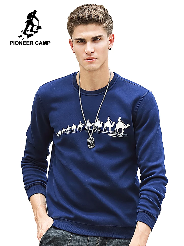 Pioneer Camp Autumn Winter Fleece Printed winter T shirt men brand clothing Fashion Male thick quality Tshirt 305114|brand tshirt|fashion