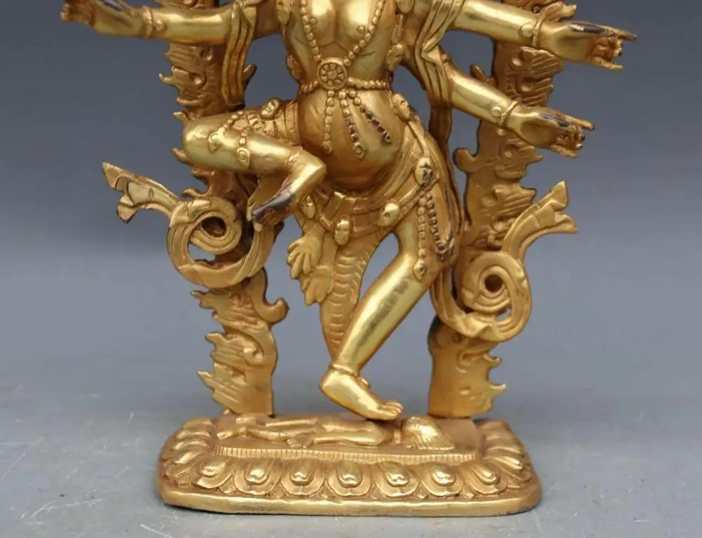 Тибетский буддизм бронзовый медный позолоченный четыре-armed Avalokitesvara Kwan-yin статуя |