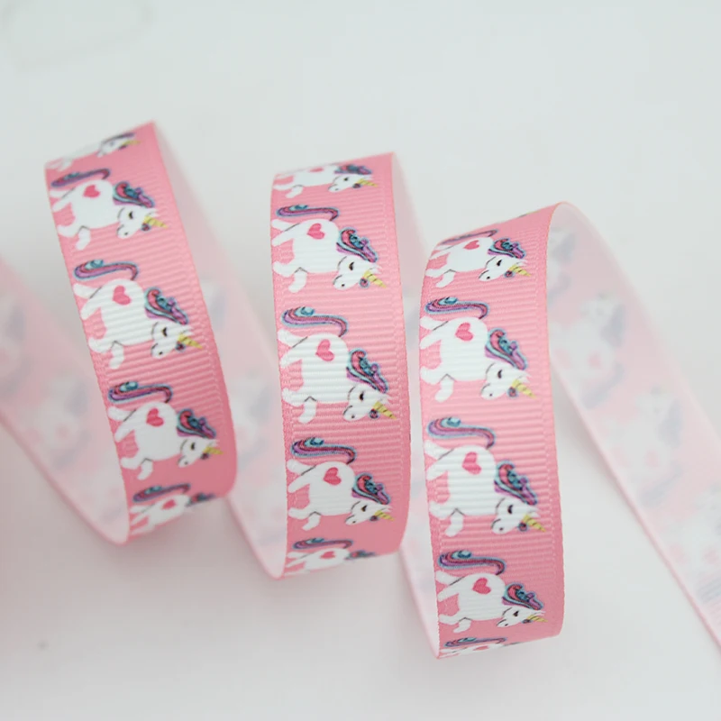 9 мм 3/" мультфильм Единорог лента напечатанная grosgrain лента подарочная упаковка свадебные декоративные аксессуары лента 10 ярдов