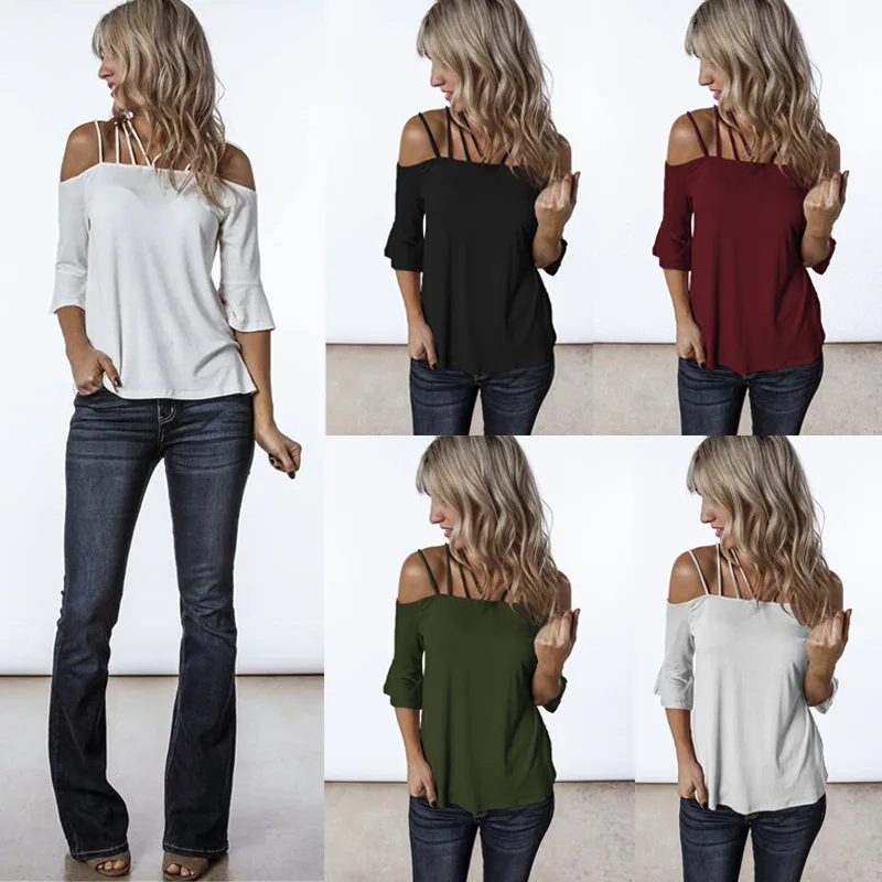 2019 струны Slash шеи топы летнее сексуальное рукав-фонарик Повседневный Женский Топ