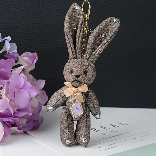 2 19cm Glitter Rivets, matte, diamonds, long ears Rabbit Doll Baby Soft Plush Stuffed&Plush Animal keychain toys - Цвет: 2
