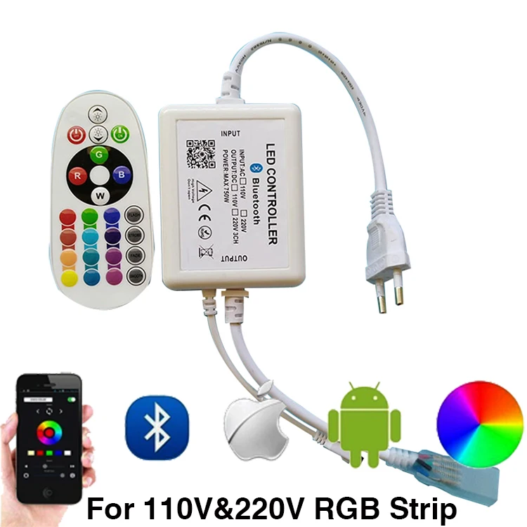 Светодиодная RGB лента Bluetooth контроллер 220 В беспроводная светодиодная для IOS/Android