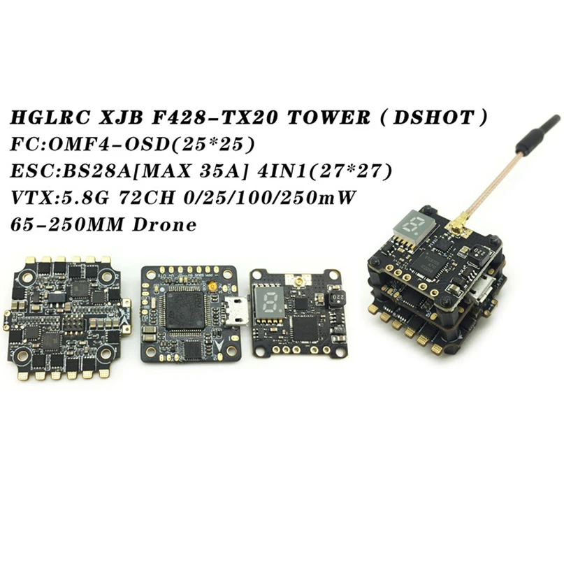HGLRC XJB F428-TX20-ELF камера F428 DSHOT управления полетом башня Flytower F4 управления полетом