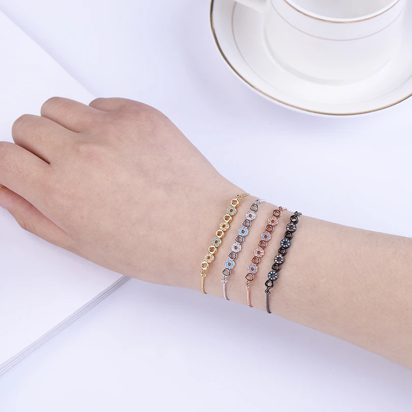 Медная Регулируемая цепочка Pipitree мини браслет чистый синий CZ циркон