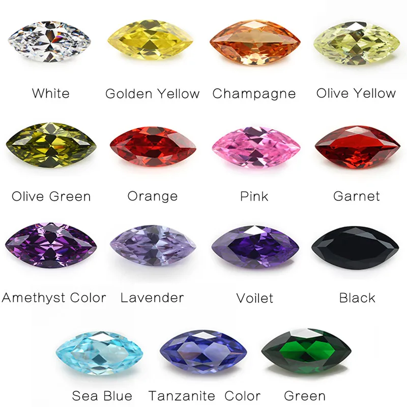 

15pcs Color CZ Stones 1pcs Per Colors Loose Cubic Zirconia Stone Size 4x8~6x12mm Marquise Shape Synthetic Gems