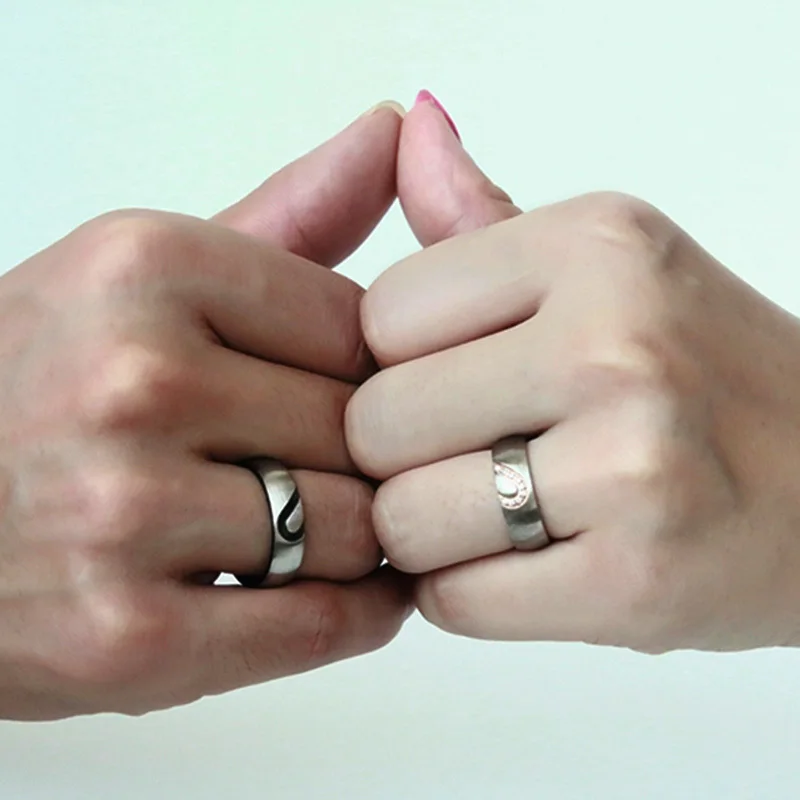 Vonx 1 пара его и ее сердце любовь свадьба Promise Ring комплект Нержавеющая сталь пары