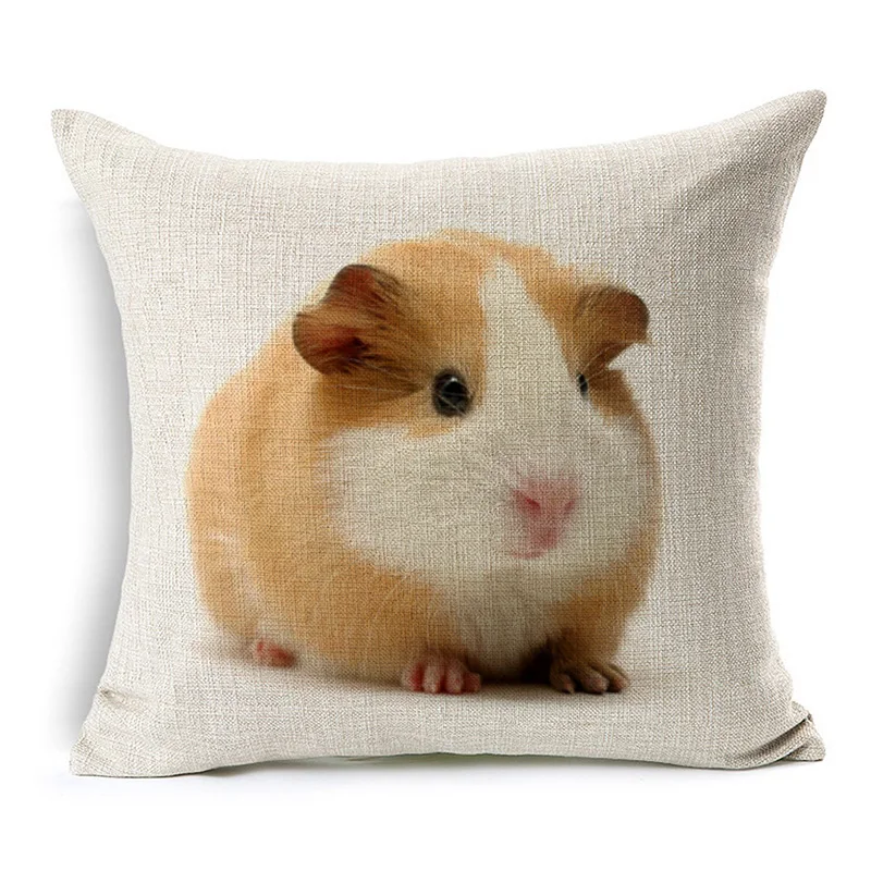 Свинки чехлы с изображением милых животных Pet Cavia porcellus Подушка «хомяк» Чехлы декоративная бежевого цвета льняная Подушка Чехол в подарок