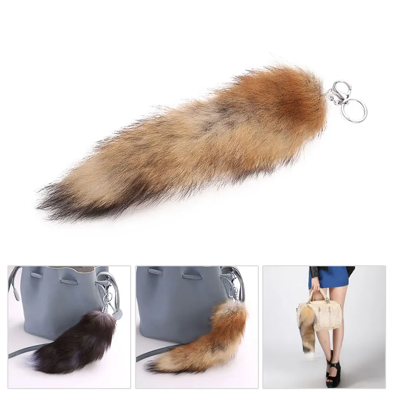 Модный меховой брелок с кисточкой в виде хвоста волка автомобильная сумка