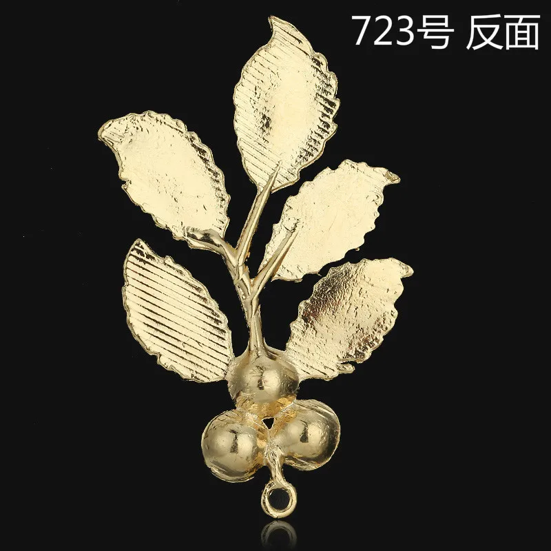 10 шт./лот, корейский милый яркий золотой кулон «Серебряный листок», полый Шарм для головных уборов, аксессуары, сделай сам, ювелирное изделие ручной работы