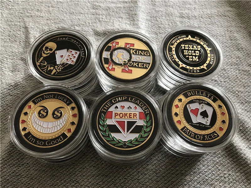 Макс. 5 шт./партия, отправка произвольного товара, пластиковая крышка Pokerstar металлический Техасский покерный чип, карты для покера, Защитный металлический значок для монет
