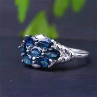 real natural sapphire 925 sterling silver rings fire gem stone deep dark blue precious for women fine jewelry