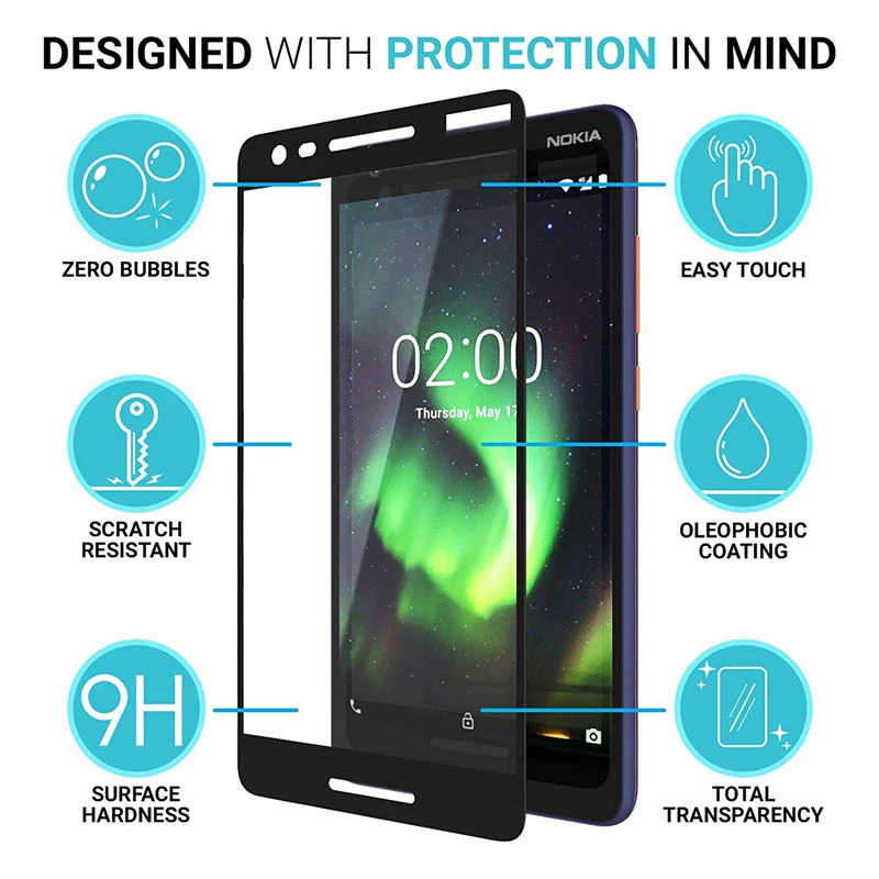 Полное покрытие закаленное стекло для Nokia 2,1 Защитная пленка для экрана для Nokia 2 Стекло 9 H твердость Защитная пленка для Nokia 2,1 TA1080