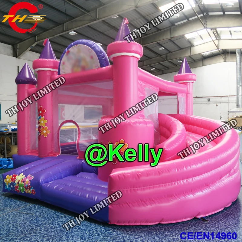 free door shipping pink inflatable bouncy castle with slide for sale bounce house jumping | Игрушки и хобби