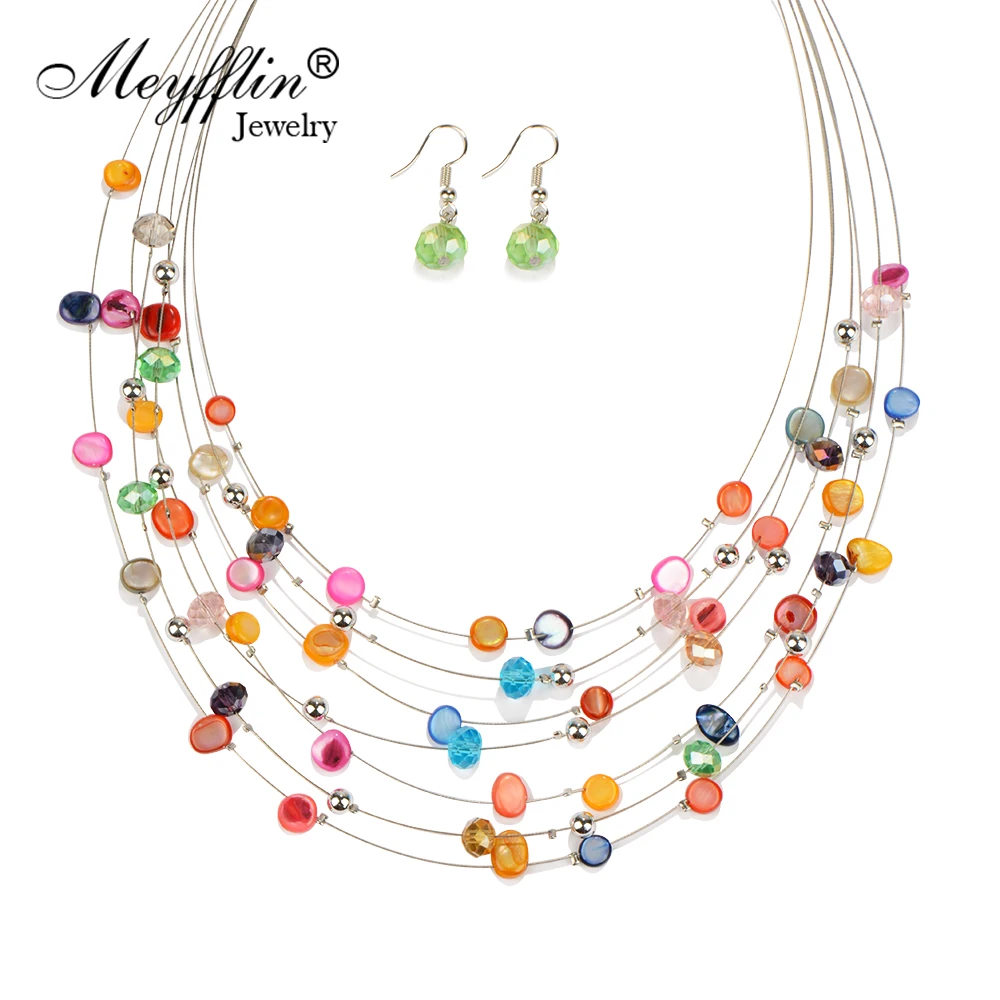 2021 Модные Ювелирные наборы для женщин Joyeria хрустальные бусины ожерелья серьги
