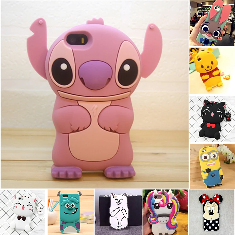 Роскошный 3D милый мультяшный Мягкий силиконовый чехол для iPhone 5 5S 6 6S 7 Plus Микки