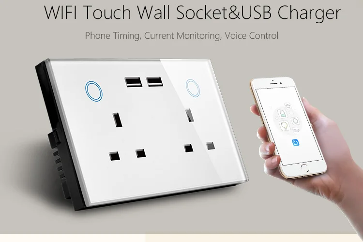 ASEER UK 13A кухонная розетка, двойная USB Розетка wifi, интеллектуальная розетка с usb 2,0, совместимый с Alexa, google assistant