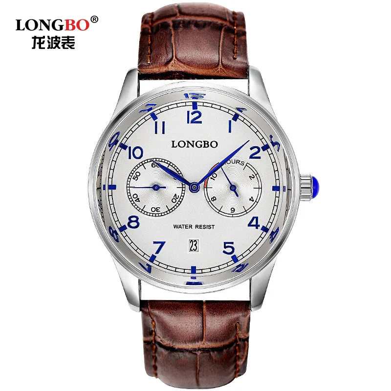 Модные брендовые часы Longbo, мужские часы для дайвинга, спортивные военные часы, часы из натуральной кожи, Роскошные наручные часы, мужские часы