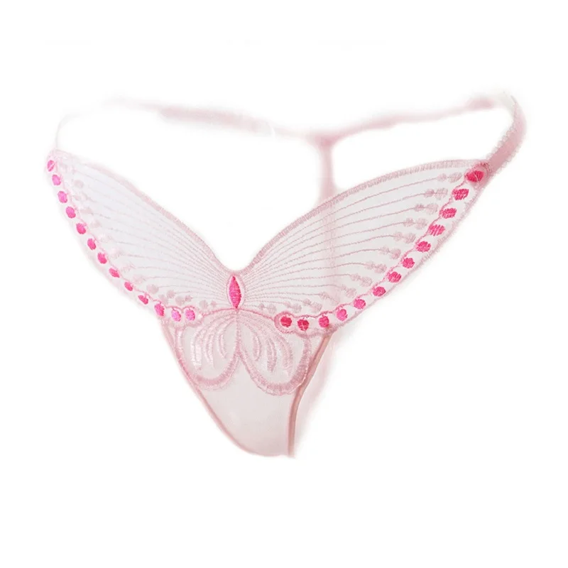 Прекрасная кукла Королевский Вышивка Кружево сексуальные стринги T Back мягкие
