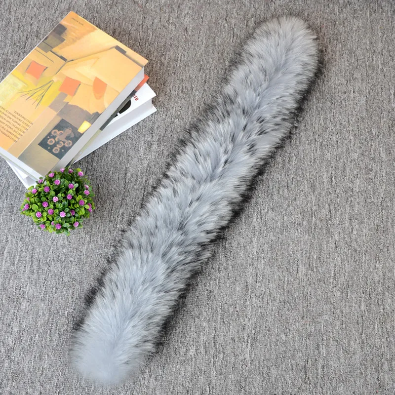 Воротник NGSG из натурального меха енота серый 80 см женский меховой воротник шарф