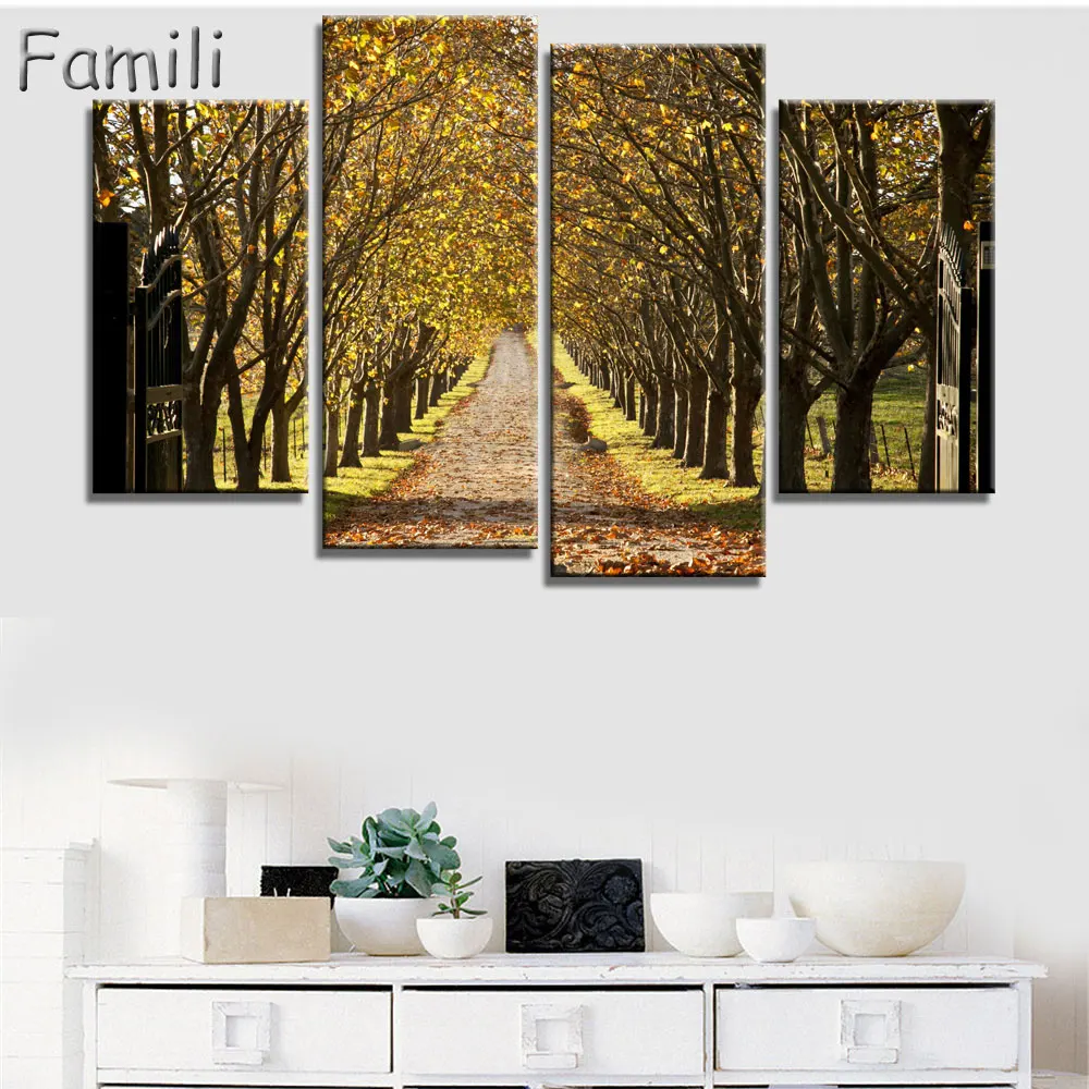 

4 Pieces/set Highway sunset HD Wall Art Print on Canvas for Home Decoration Wall Art Picture for Living Room