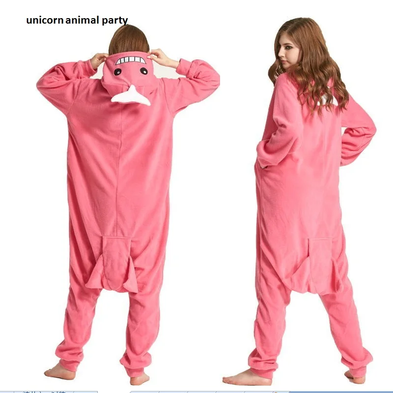 Kigurumi Розовый Кит Человек женская пижама с коротким рукавом для взрослых костюм