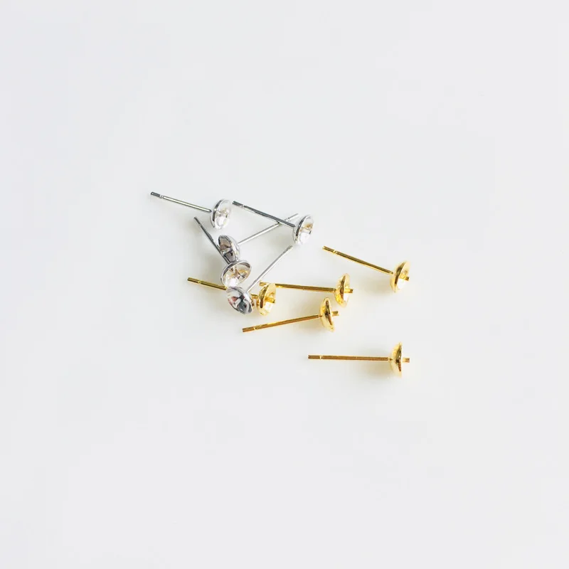 

wholesale 20pcs/lot golden gold plated ear wire ear studs earring studs with pegs jewelry making DIY for women