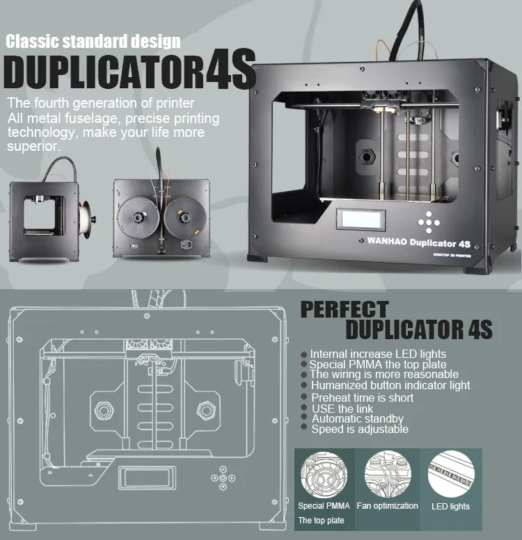 Дубликатор Wanhao D4S для 3D-принтера 4S двойной/двойной экструдер низкая цена и