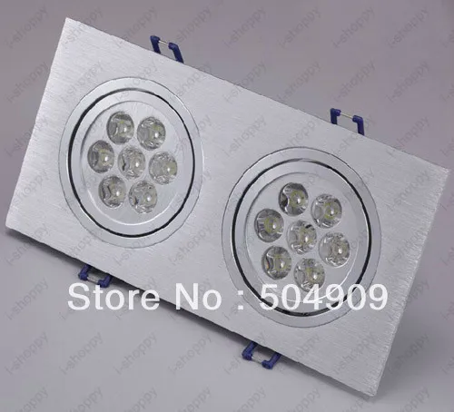 Dimmable 14W(2*7W) 14-LED Dual-Head Recessed Ceiling Cabinet Light Fixture Downlight/Spotlight Bulb Lamp Rectangle AC 110V/220V