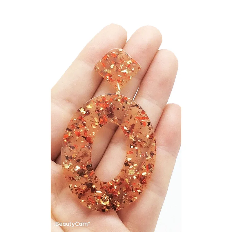 Dream-it-possible,, милая, друза, блестящая, блестящая, модная, популярная, очаровательная, Геометрическая, акриловая, уксусная кислота, полимерная серьга, Корейская
