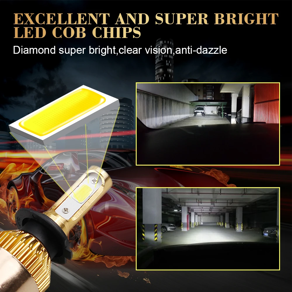 

LVTUSI 2PCS LED car headlight H4 H7 6000K H1 H3 H11 car bulb H27 880881881 H8 H9 fog lamp 12V 60W 8000LM BE