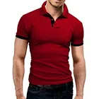 Рубашка мужская приталенная, хлопок, короткий рукав, однотонная, модная, брендовая, лето