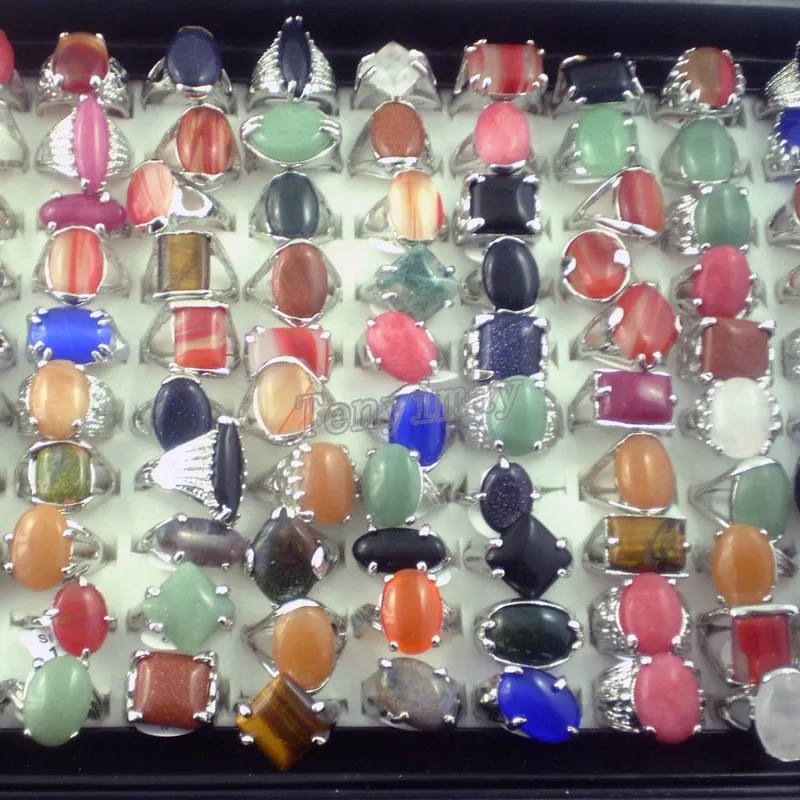 

Mixed natural costume stone rings for promotion free shipping 50pcs/lot