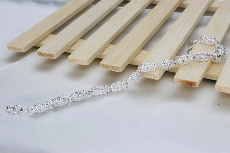 MEEKCAT Brand New women fashion ball 925 Stamped Silver Chain bead charm bracelets& bangles high quality fashion Jewelry