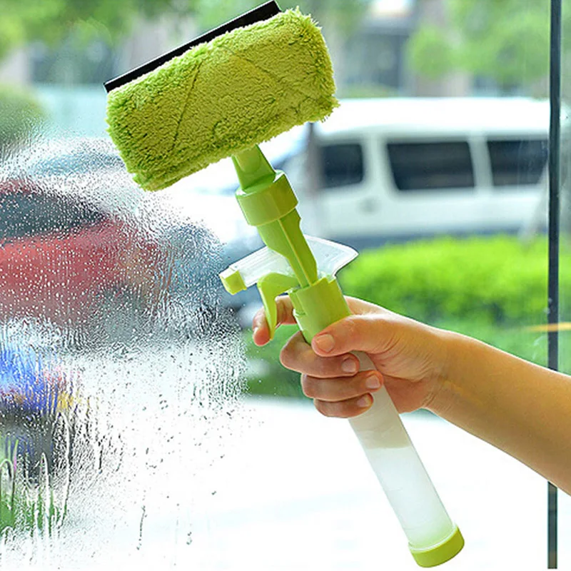 Multifunction Water Spray Window Cleaning Cleaner Brush Double Sided Washing Squeegee Glass Scrubber Tools | Дом и сад