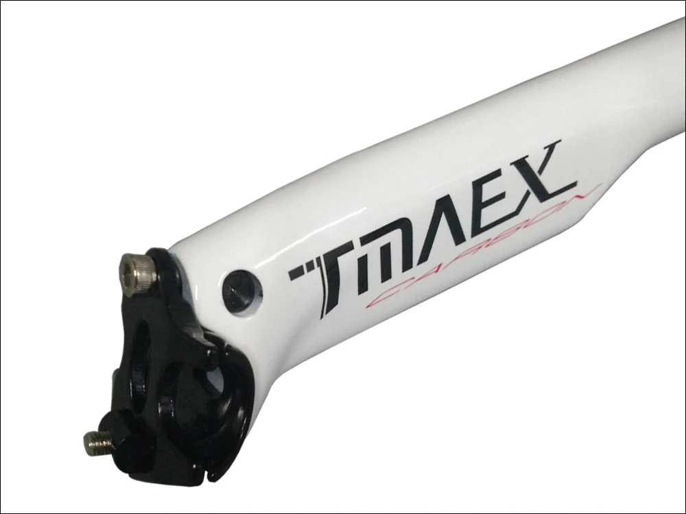 Tmaex-шоссейный велосипед Полный карбоновый Подседельный штырь МТБ руль для велосипеда, углеродный Подседельный штырь сумка Велоспорт сломанный ветер подседельный белый 27,2/30,8/31,6 мм* 400 мм